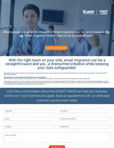 image of email migration landing page for partners